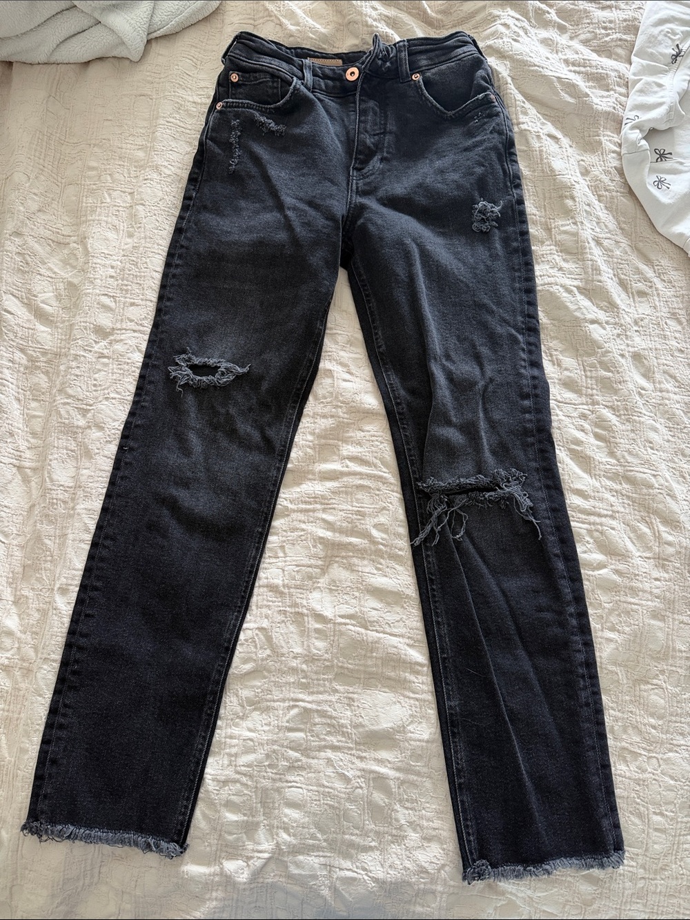 Pull&Bear Black Distressed Skinny Jeans